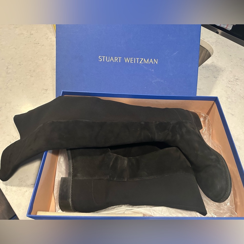 Stuart Weitzman Black Suede Over-the-Knee Boots